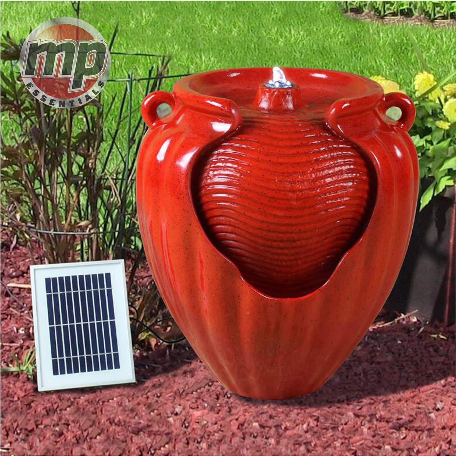 Mp Essential Garden Outdoors Solar Ceramic Pot Urn Terracotta Water Fountain Feature Red Amazon Co Uk Garden Outdoors