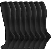 cerpite Compression Socks for Women & Men Circulation 8 Pairs Compression Socks 20-30 mmhg Best for Running,Nurse,Travel