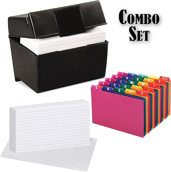 Plastic Index Card Holder, Flip Top File Box Holds 300 4 x