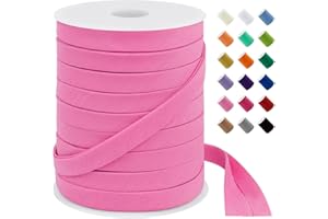 LEREATI Pink Bias Tape Double Fold 1/2 Inch x 55 Yards, Polyester Fabric Seam Binding Tape for Sewing, Seaming, Hemming, Piping, Quilting, Upholstery Trim