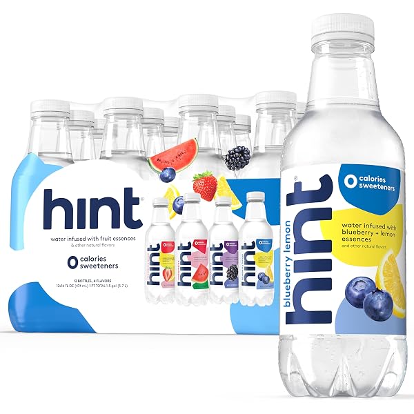 HINT FRUIT-INFUSED BOTTLED WATER, 4-FLAVOR WHITE VARIETY PACK – SUGAR FREE FLAVORED WATER WITH ZERO CALORIES, NATURALLY FLAVORED, AND NO ARTIFICIAL SWEETENERS – 16 FL OZ (PACK OF 12)
