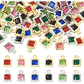 Colorful Glass Charms for Jewelry Making Assorted Brass Crystal Charms Mini Crystal Rhinestone Charm Pendants for Mother Necklaces Bracelets Earring Women Valentine's Gifts