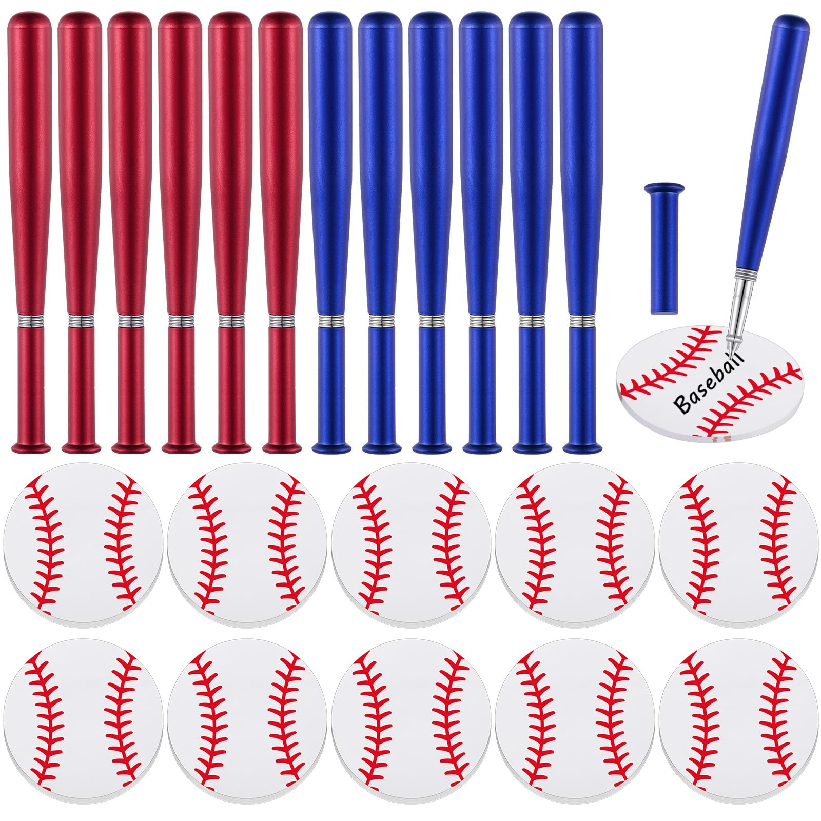 Photo 1 of Estune 12 Pcs Baseball Ballpoint Pens and 12 Pads Sticky Notes Cool Baseball Party Favors Mini Decorative Pens Funny Sports Club Props Black Gel Ink for Office Coworkers