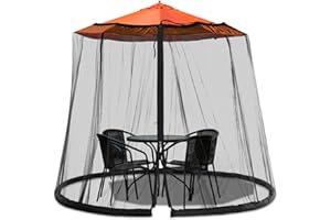 WANRU Patio Mosquito Netting - Mosquito net for Patio Garden and Outdoor Umbrellas with Adjustable Elastic Cord and Zipper Umbrella net