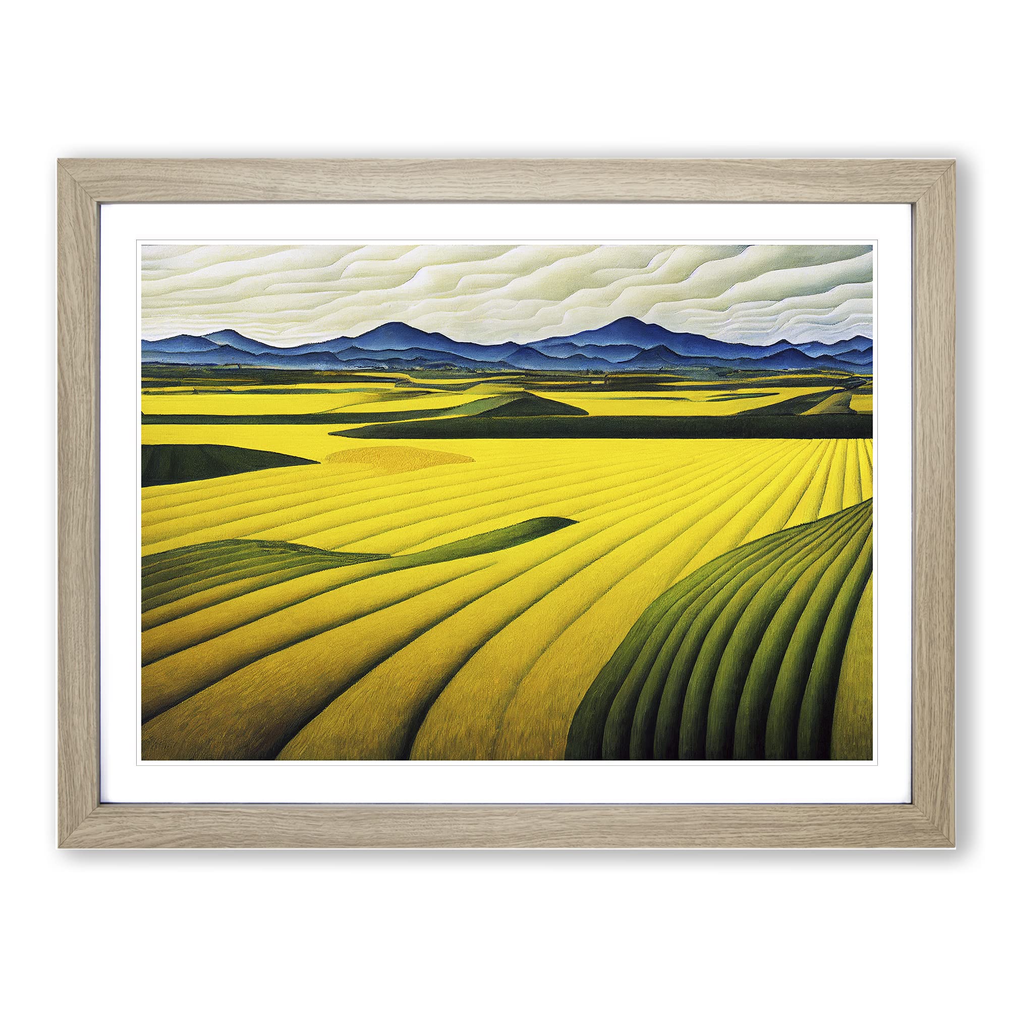 Sacred Wheat Field Framed Print | A4 Oak Framed Wall Art | Ready to Hang | Modern Nature Picture | Living Room Bedroom Lounge Office