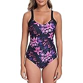 Itzel Women's V Neck Long Torso One Piece Swimsuit Modest Bathing Suits