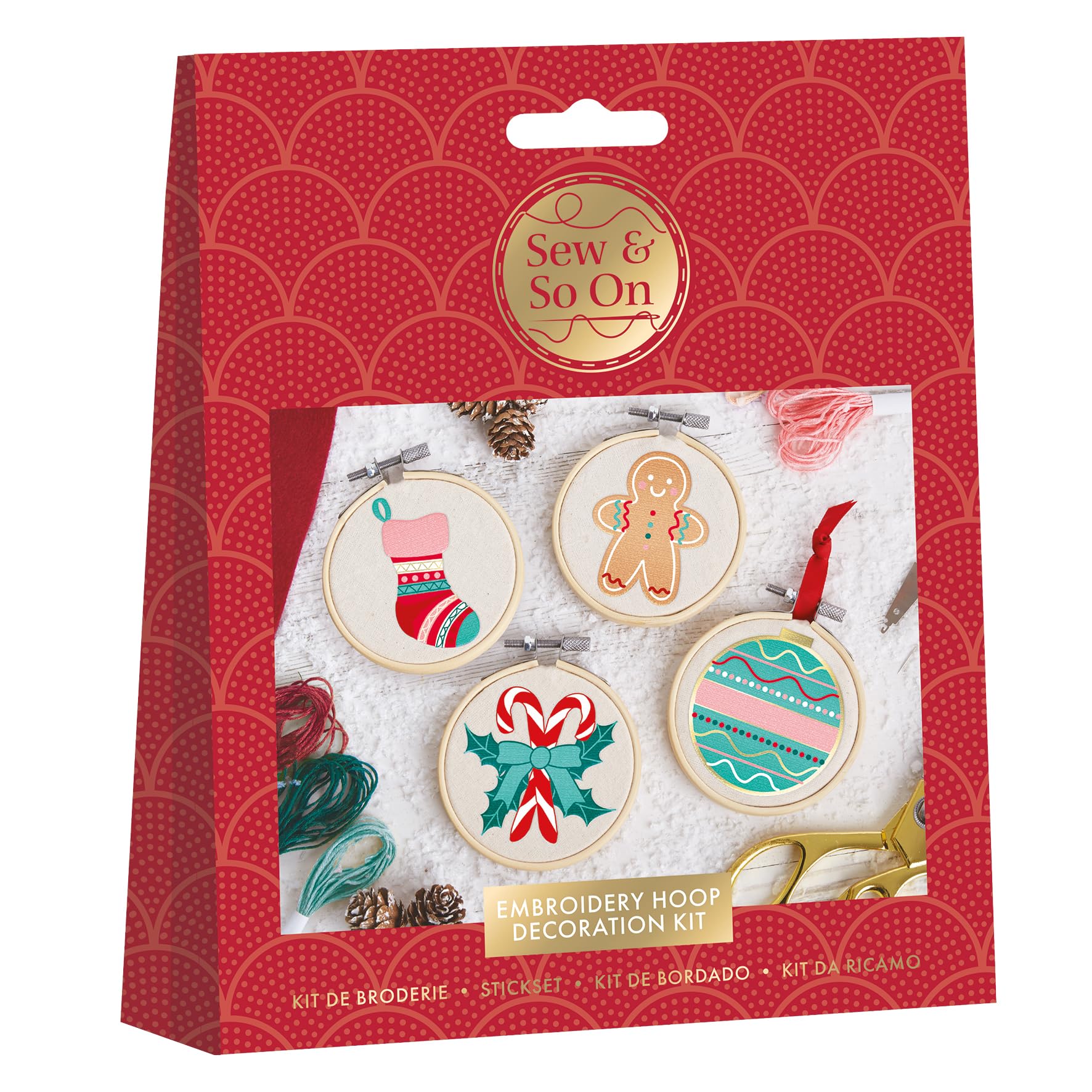 Sew & So On Embroidery Craft Kit, Deck The Halls Includes All Craft Accessories Needed Ideal DIY Adult and Older Kids Craft Kits, Makes A Great Craft Art Gift, Use for Christmas Home Decor