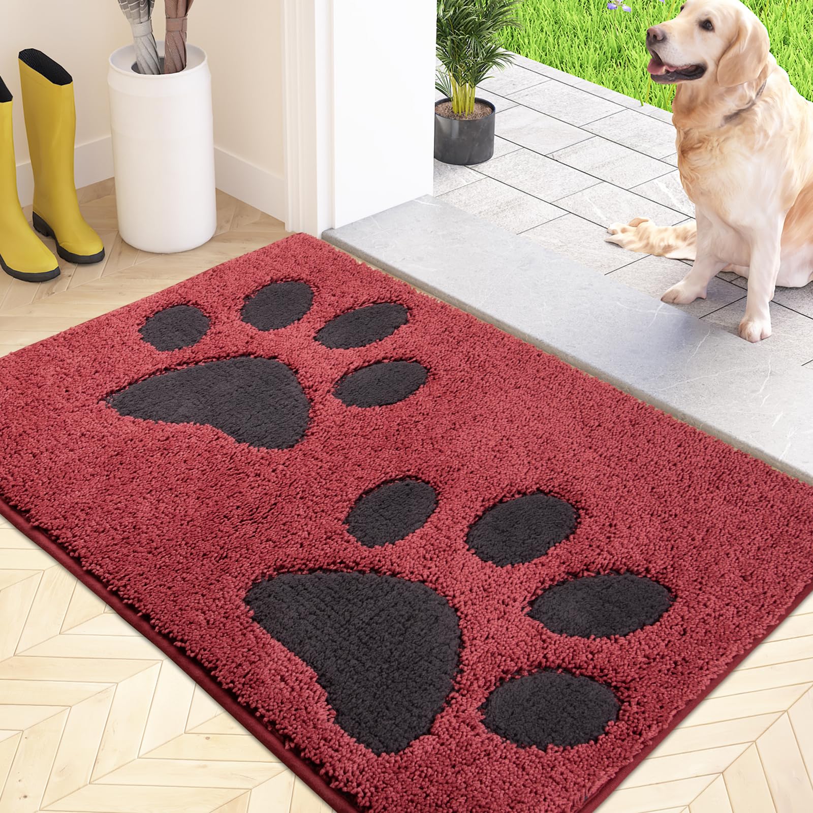 FCSDETAIL Dirt Trapper Indoor Door Mat 60 x 90 cm, Washable Entrance Rug, Absorbent Dog Doormat for Muddy Paws, Inside Mat for front door, Entryway, Pets