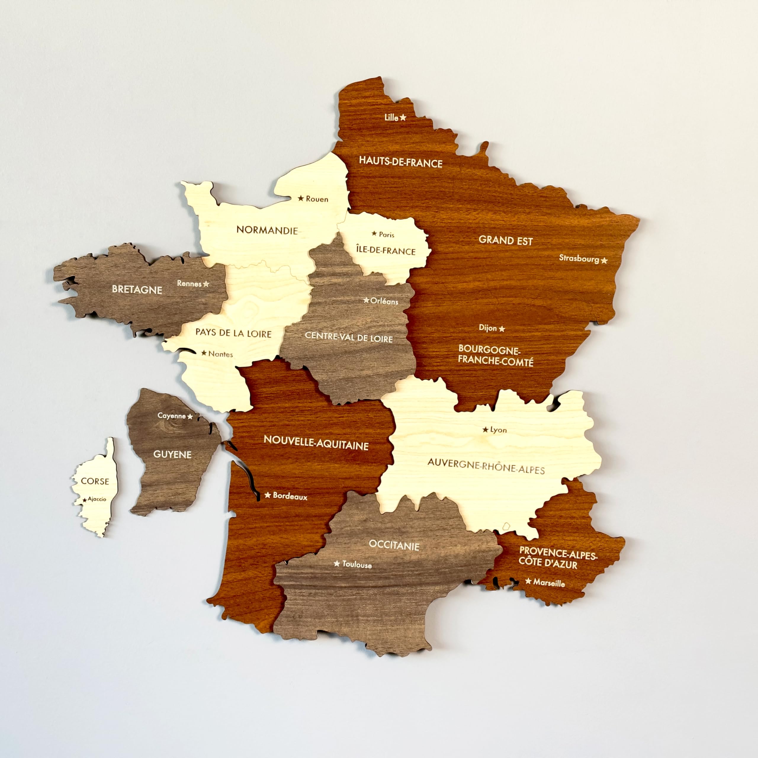 Colorfull Worlds Multilayered Wooden 3D France Wall Art, Gift for French, France Wooden Wall Decor, Wall Art for Traveller (60x60 cm | 23.6x23.6 inches)