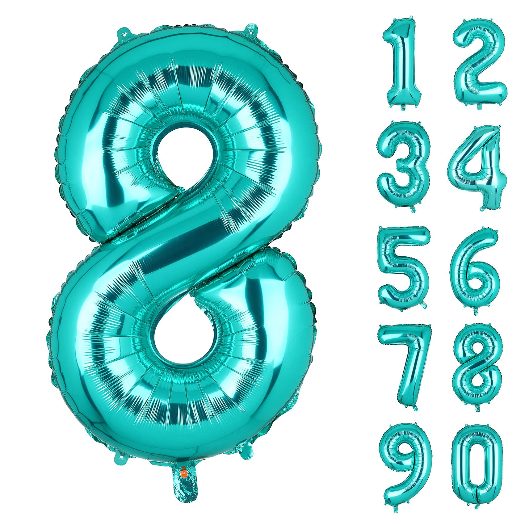 40 Inch Large Teal Number 8 Mylar Balloons Giant Turquoise Helium Foil Balloon for Birthday Party Supplies Decoration