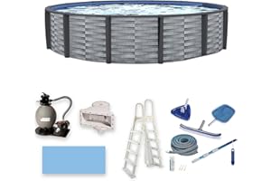 BLUE WAVE Affinity 30-ft Round 52-in Deep 7-in Top Rail Resin Swimming Pool Package
