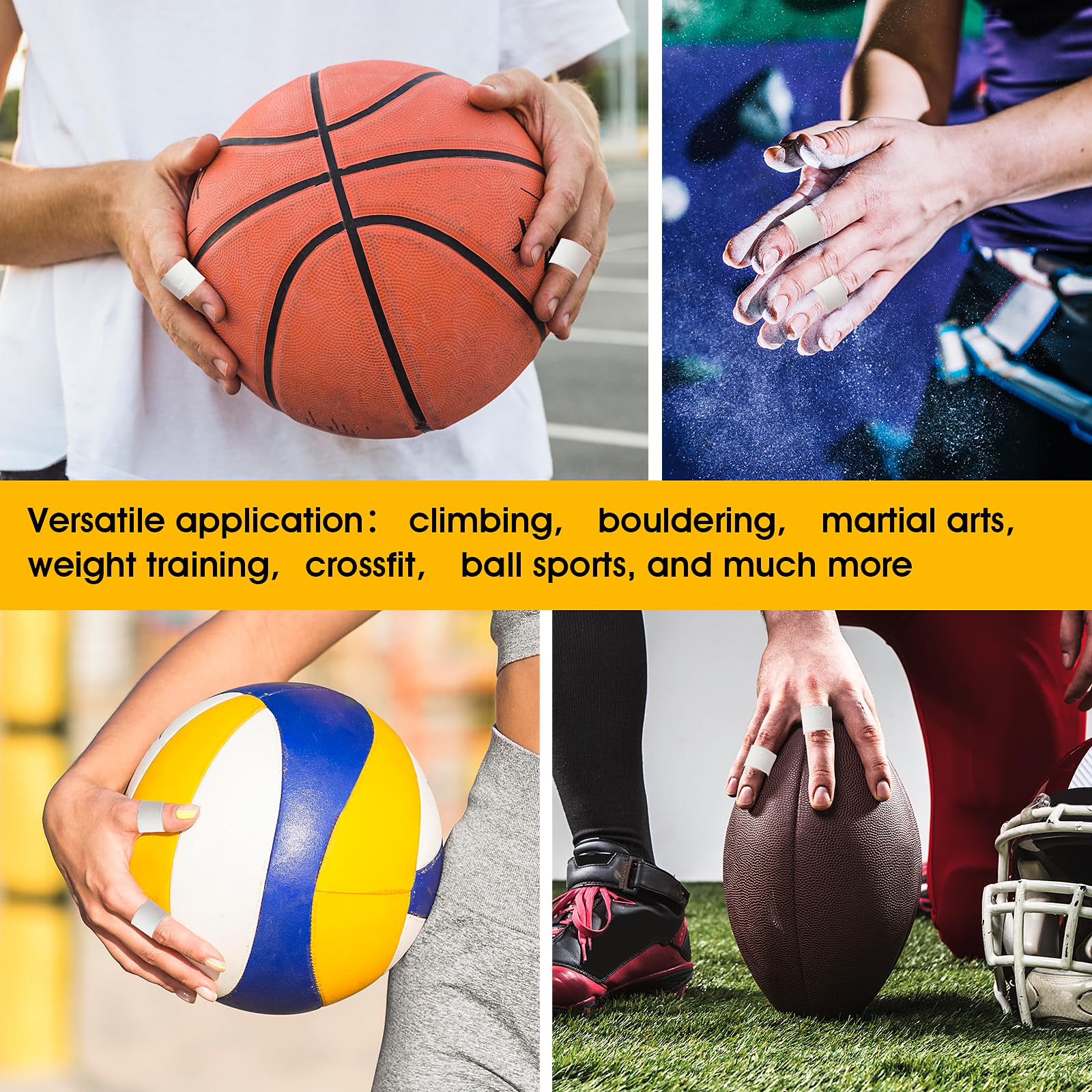 Finger Tape, White Extra Strong 0.6-Inch x 32-feet Athletic Tape for Fingers Feet Sweat Volleyball Finger Tape for Outdoor Sports Climbing Football (2)