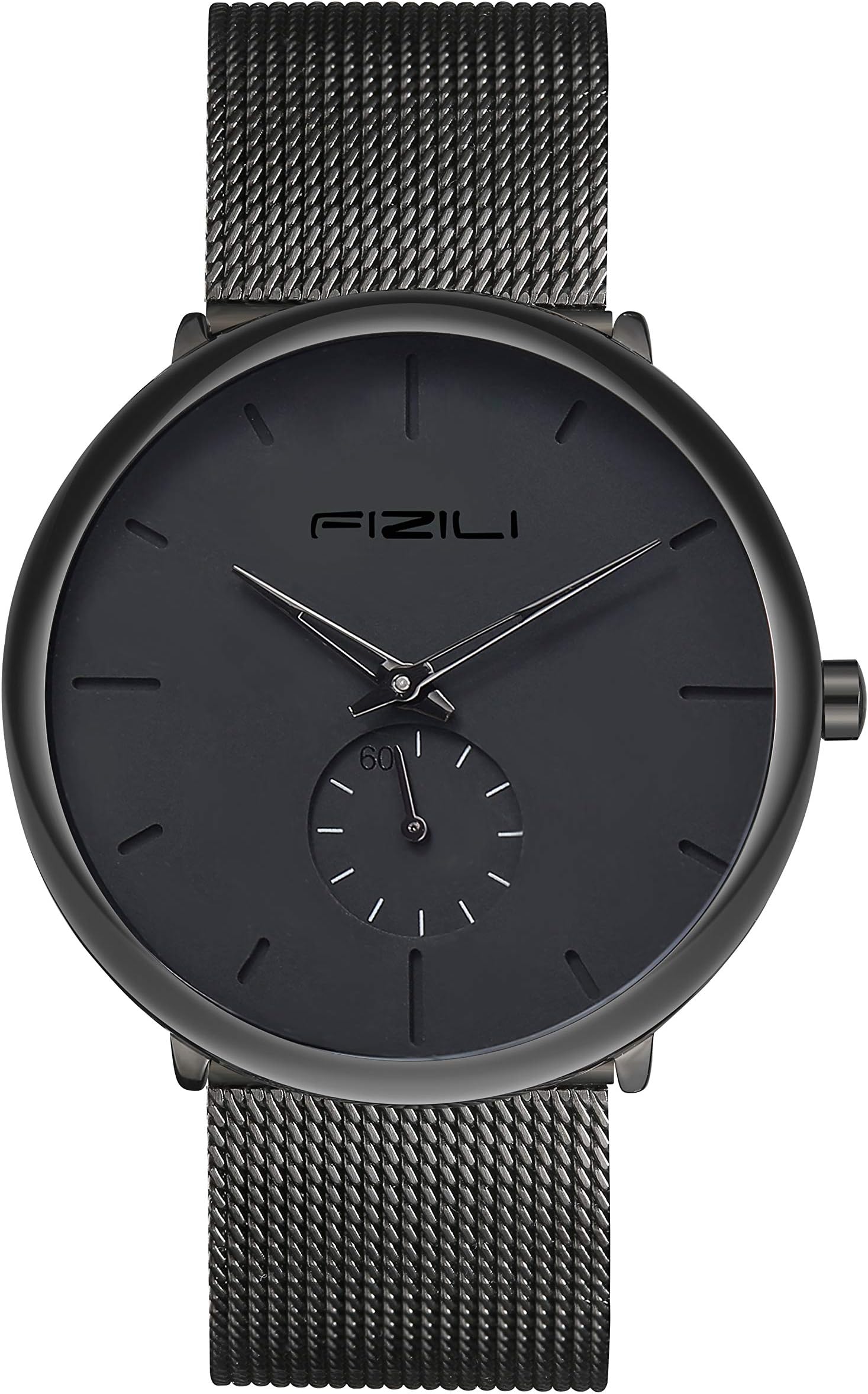 FIZILIMen's Watches Fashion Slim Minimalist Waterproof Watch Analogue Quartz Watches Date Stainless Steel Mesh Watch for Men