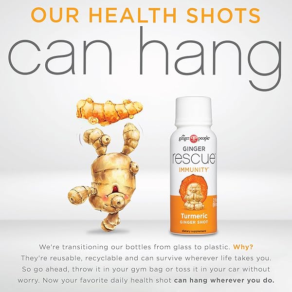 GINGER RESCUE, TURMERIC SHOTS BY THE GINGER PEOPLE – IMMUNITY BOOSTING, CAFFEINE FREE ENERGY, DIGESTIVE HEATH, TURMERIC, 2 FL OZ (PACK OF 12)