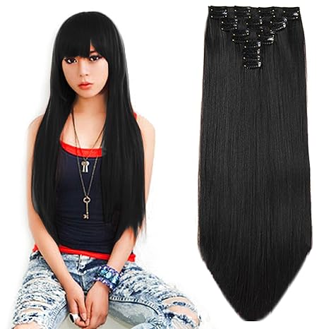 Rapidsflow 10pc Synthetic Straight Hair Extension For Women And