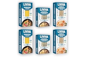 LIVIVA Dried Shirataki Plant-Based Gluten Free Trial Pk (2 Spaghetti 2 Noodles 2 Rice) – Konjac Spaghetti - Taste & Cook like regular Spaghetti & Rice – Vegan, Halal, Kosher, Non-GMO, Plant-Based, Best Stir-Fry with Veggies and Protein