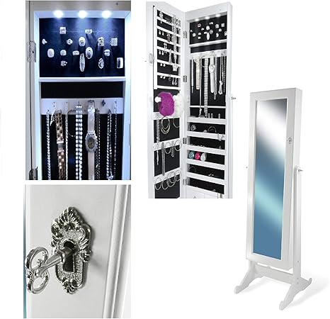 JOM Schmuckschrank mit Beleuchtung,Led, großer Spiegel Schrank Landhaus