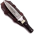 WolfKlinge 11" Handmade Damascus Steel Fixed Blade Knife – Ultimate Spear Point Dagger for Hunting, Survival, Camping, Hiking and Fishing – Full Tang Micarta Handle with Premium Cowhide Leather Sheath (DCX 22-58)
