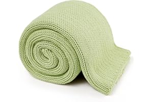 Guohaoi Knitted Weighted Blanket(Light Green 50"x60" 7lbs),Home Décor Cooling Throw Blanket for Hot Sleepers,Hand Made Chunky Knit Heavy Blanket Use on Twin Size Bed
