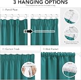 Deconovo Super Soft Pencil Pleat Curtains Blackout Turquoise 90 x 54 Two Panels view 3