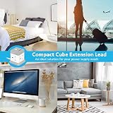 BEVA 4 Way Cube Extension Lead with USB 3 Ports 1.5m Cord White view 7