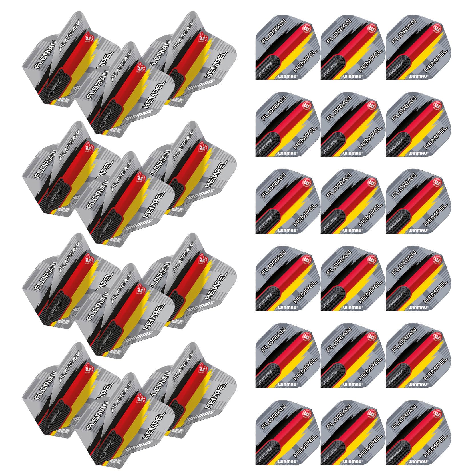 WINMAU Prism Delta Florain Hempel Flag Design Dart Flights - 10 sets per pack (30 dart flights in total)