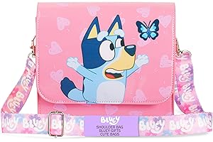 Bluey Girls Purse Crossbody Bag or Satchel, Shoulder Bag with Adjustable Strap Travel Essentials Gifts for Girls