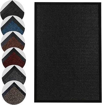 Homatz Indoor Door Mat Heavy Duty Rubber Non Slip 40x60cm Black