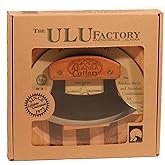 Alaska Ulu Knife Set Curved Knife with Wood Handle plus Chopping Board Mezzaluna Made in Alaska USA Ulu Factory