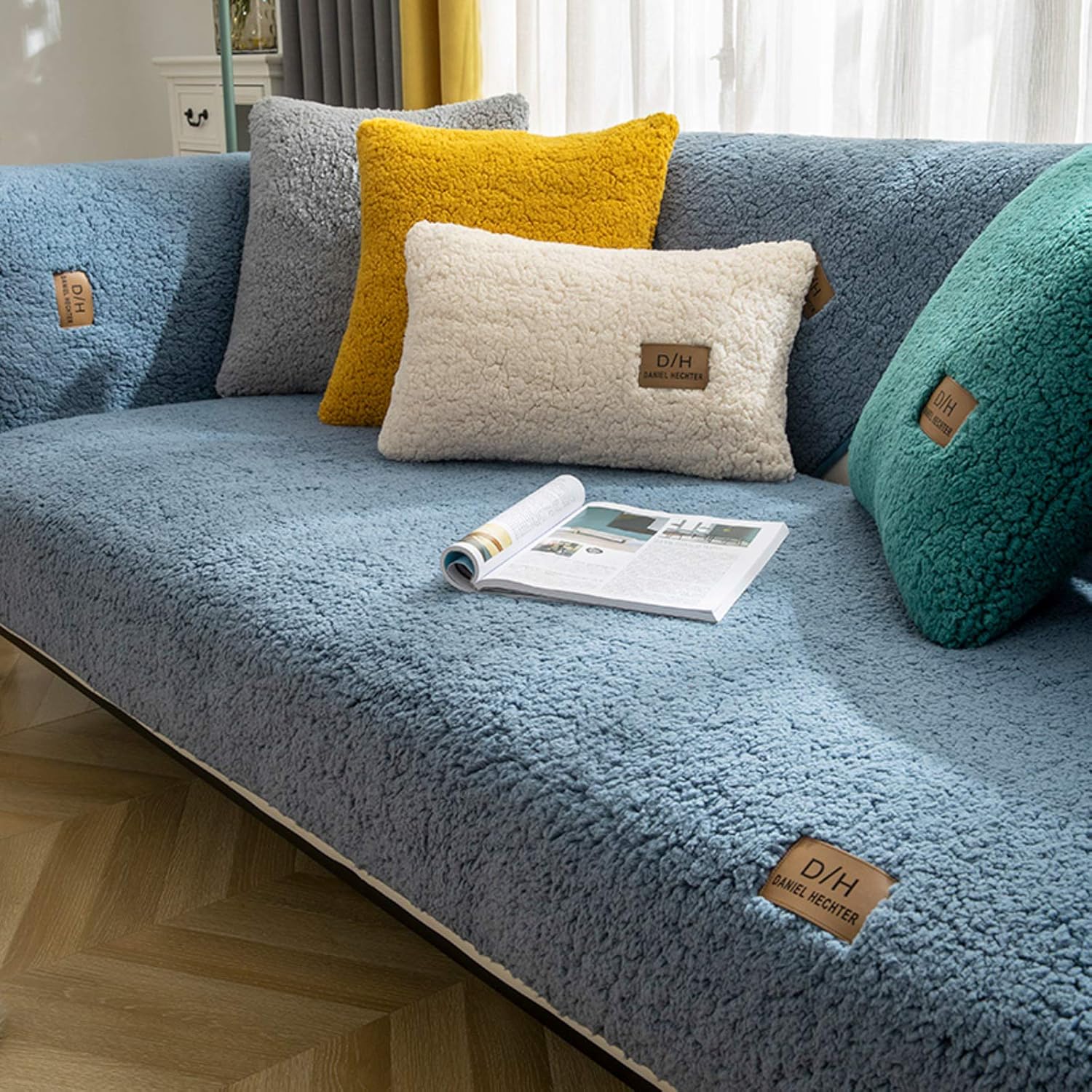 D&LE Berber Fleece Sofa Slipcover,Plush Shaggy Sofa Cover,Thicken