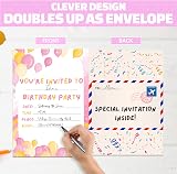BestaFiesta 36 Pink Girls Party Invitations Folding Envelopes Holographic view 3