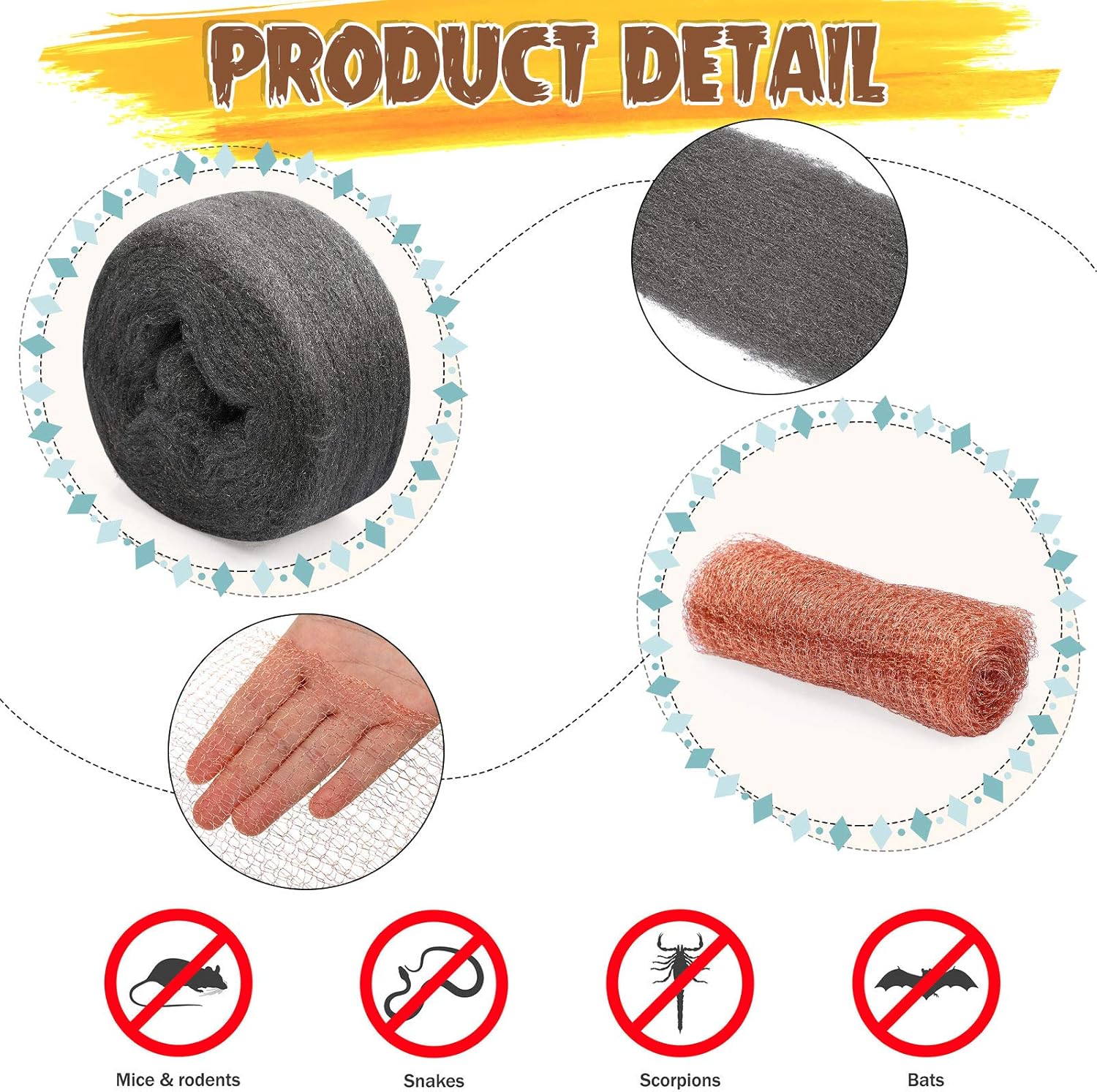 Patelai 4 Pieces Copper Mesh Steel Wool Animal Control Fill Copper Mesh