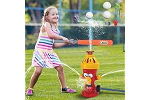 FLYBAKIZ Cute Fire Sprinkler Water Toys for Kids with Baseball Game Set,Summer Outdoor Kids Play Equipment with 2 Balls, Kids Sprinklers for Yard,Water Spray Sprinkler for Kids Boys & Girls Age 3+ Years (B)