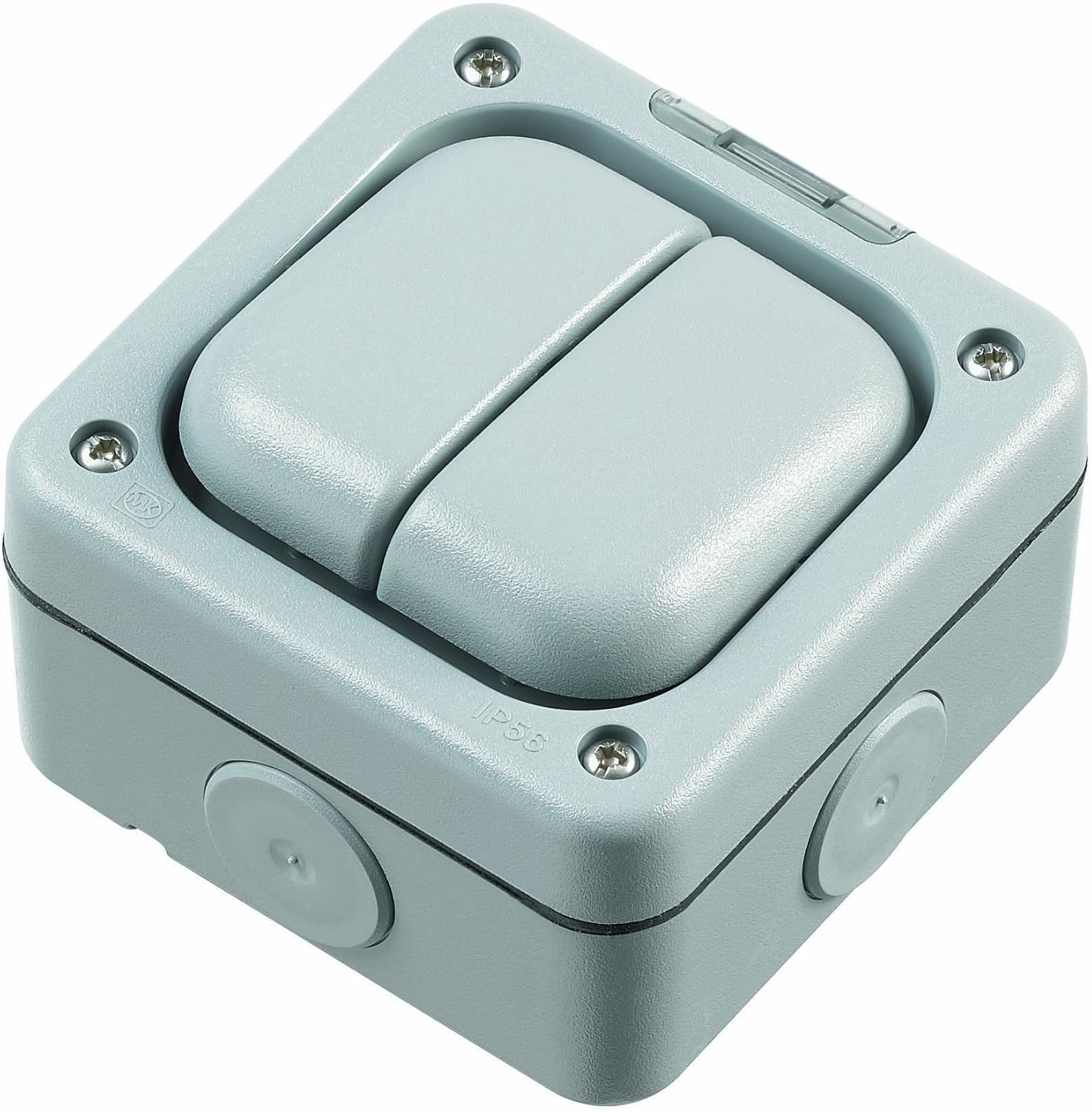 MK IP66 Masterseal Plus Switches 10A 2 Gang SP 1 Way, Grey