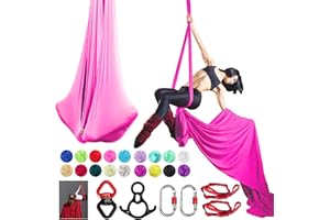PRIORMAN Aerial Silks Set, Premium Ariel Yoga Hammock 9 Yards Aerial Silk, Low-Stretch Fabric, Yoga Starter Kit for Home, Aerial Rig for All Skill Levels - All Hardware Included