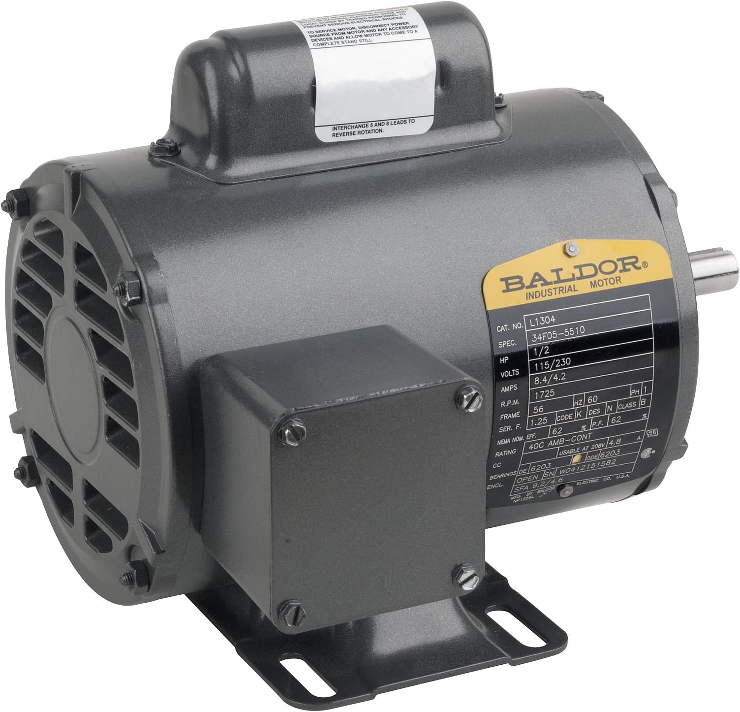 Baldor L3606T 3hp 3450rpm 1Ph Tefc Motor by Baldor