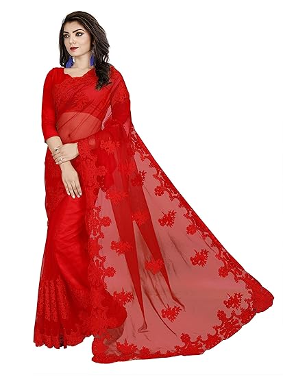amazon red colour sarees