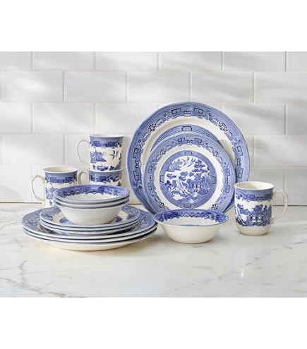 Amazon.com | Churchill Blue Willow Dinner Plates, Salad Plates and