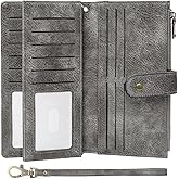 GOIACII Wallets for Women Large Capacity Credit Card Holder RFID Blocking Wristlet Long Purse with Zipper Pocket