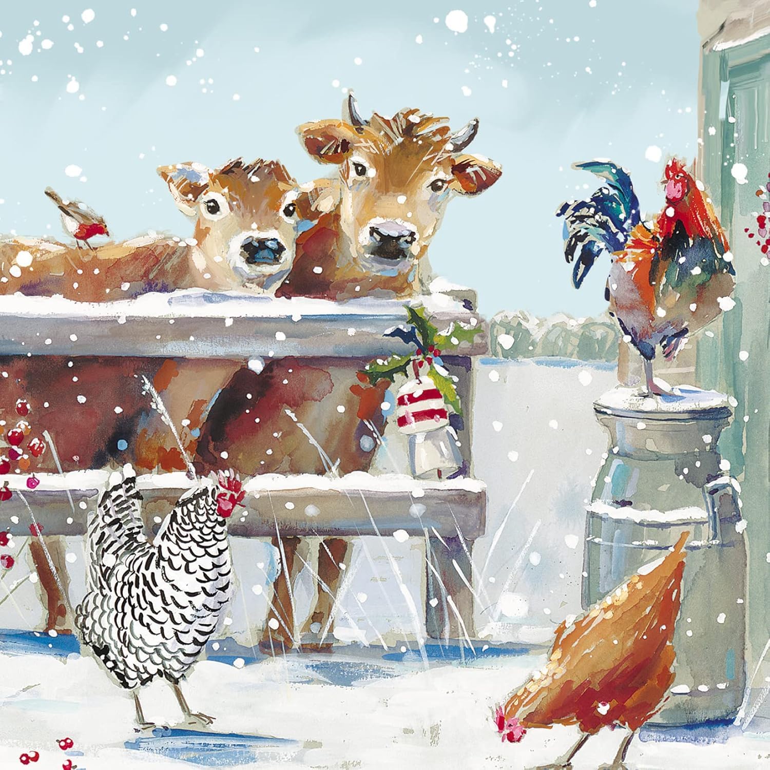 GBCC Charity Christmas Cards - Pack of 6 Premium Christmas Greeting Cards with Envelopes - Festive Cows in the Snow - Supporting UK Charities