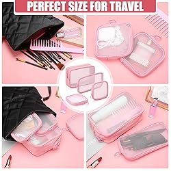 Weewooday 4 Pcs Mesh Makeup Bag Mesh Cosmetic Bag