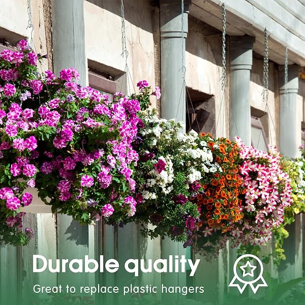 10 PACK 24 INCHES STRONG WIRE PLANT HANGERS FOR HANGING BASKETS 4 ORCHID HANGING BASKET WIRE METAL HOOK HANGER FOR GREENHOUSE SUPPLIES GARDENING INDOOR OUTDOOR PATIO HOOK FLOWER POT BASKET