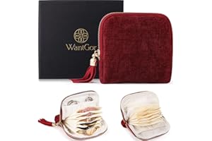 WantGor Travel Jewelry Organizer Case for Women, Jewelry Box 6-Layer Pouch Bags Small Velvet Jewelry Storage Bag Necklace Hol