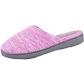 Isotoner Women's Premium Knit Slide Slippers - Moisture-Wicking Lining, Rubber Indoor/Outdoor Sole - Machine Washable House Shoes