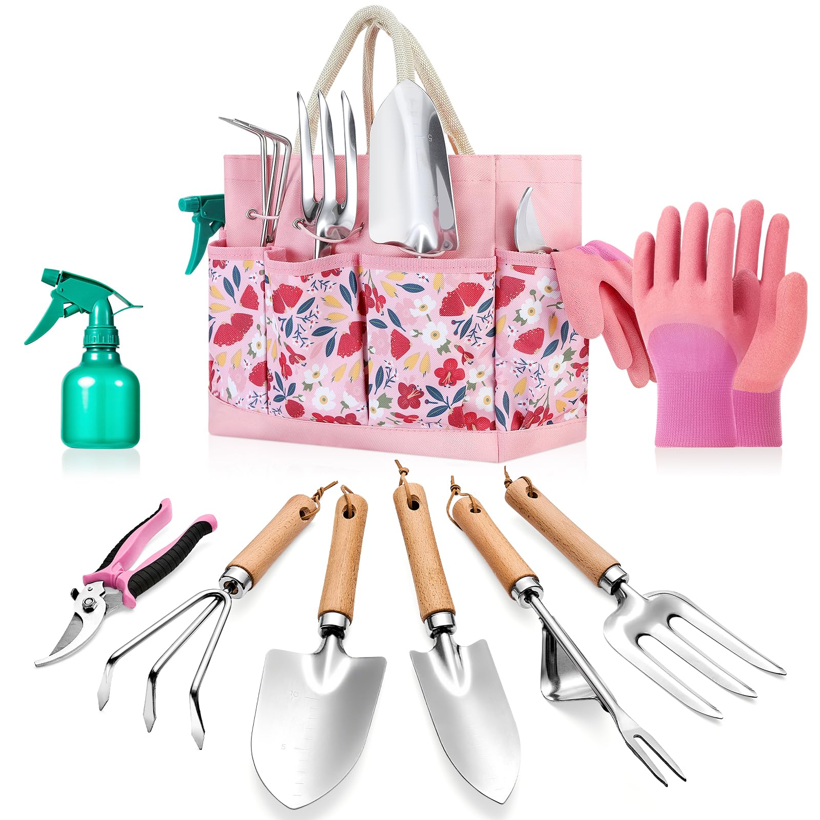 Photo 1 of *USED*
9-Piece Gardening Tools Set - Complete Gardening Kit with Heavy-Duty Stainless Hand Tools, Durable Storage Bag with Garden Accessories, Ideal Gardening Gifts for Women, Men, Gardeners - Pink