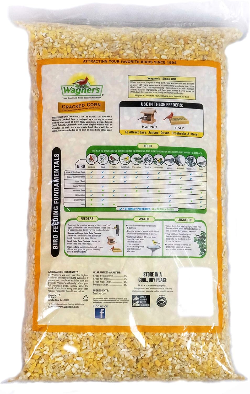 Wagner's 18542 Cracked Corn Wild Bird Food, 10-Pound Bag : Wild Bird Birdseed : Garden & Outdoor