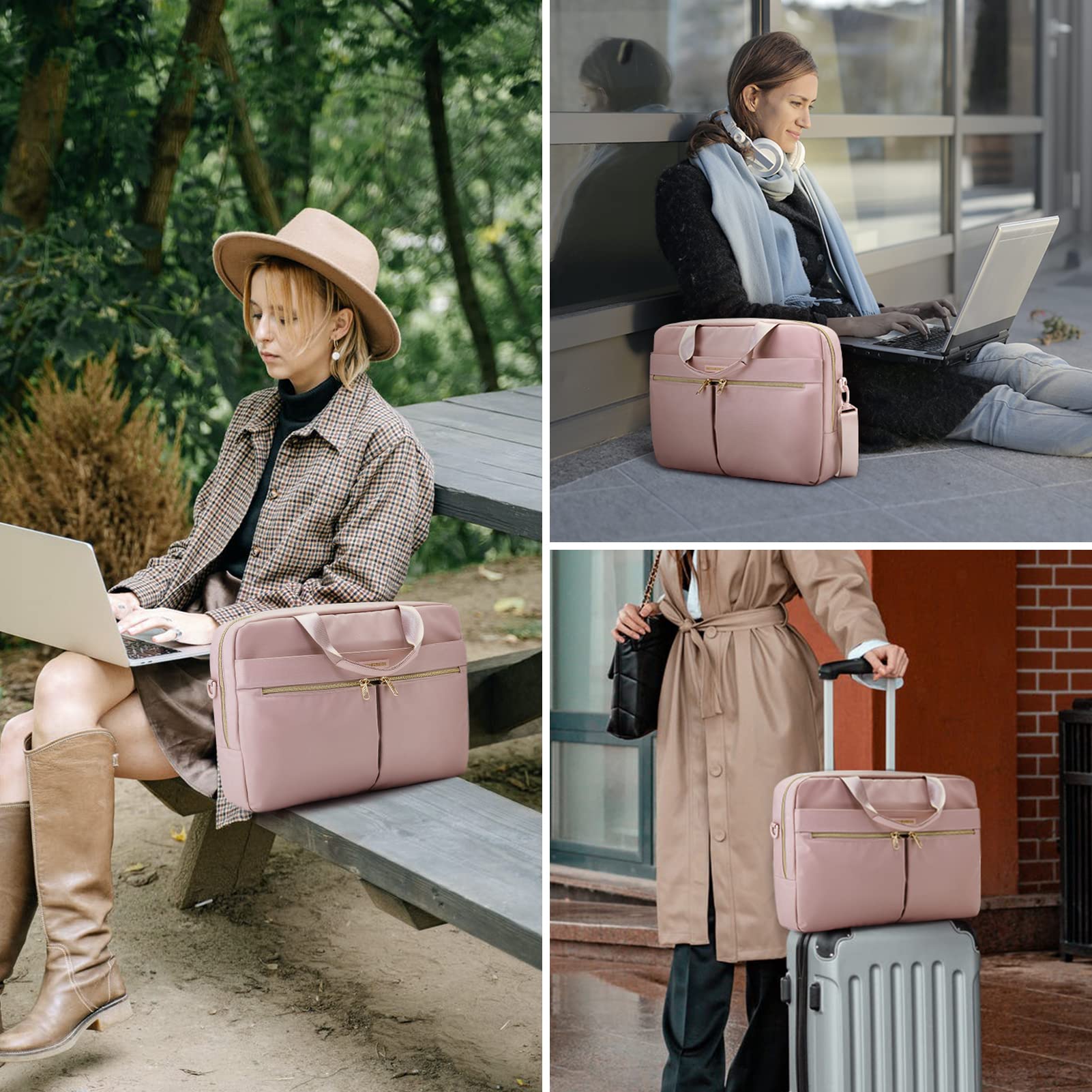 LIGHT FLIGHT 15.6/17.3 Inch Laptop Bag, Briefcase for Women, Large Laptop Case Computer Bag Office Travel Business, Nylon