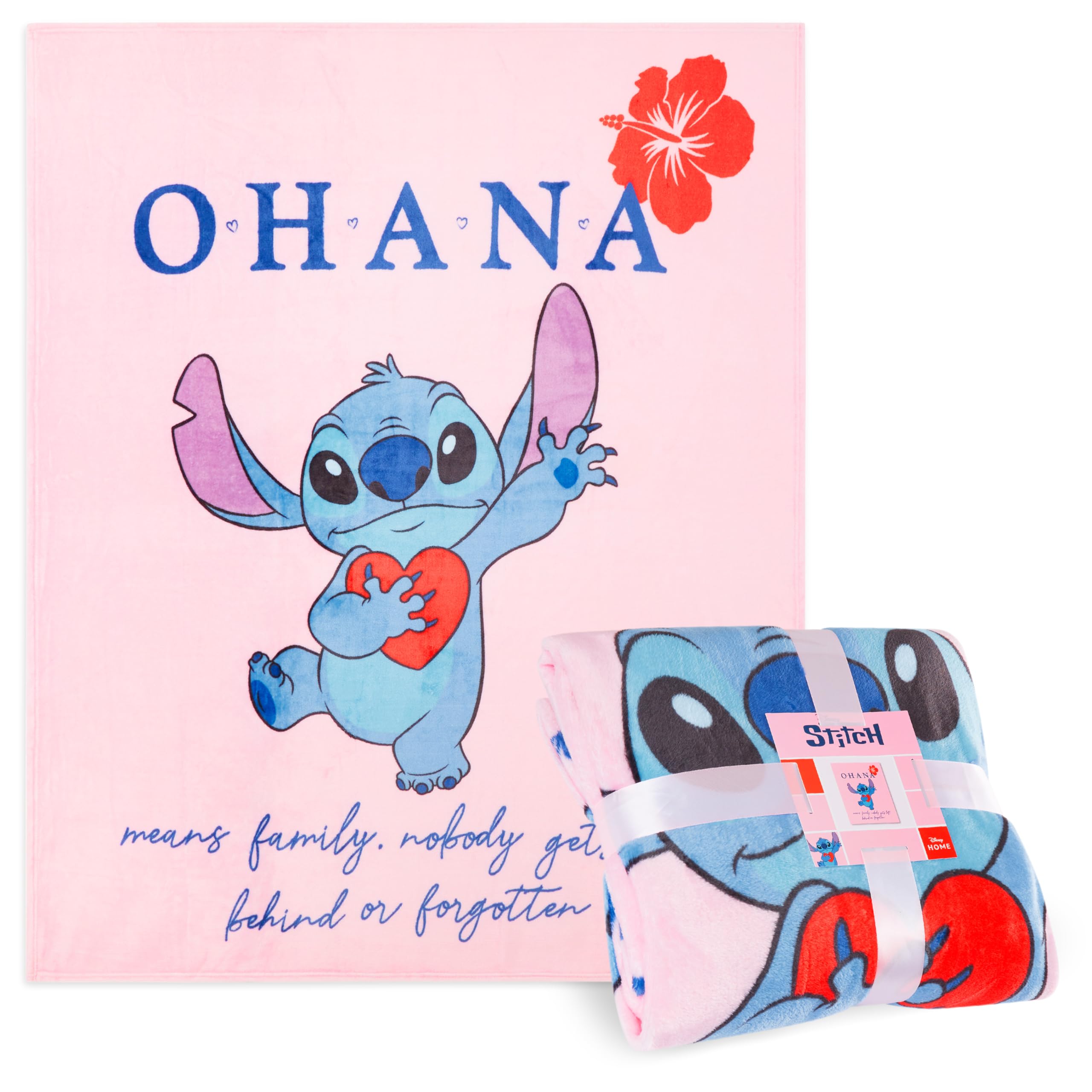 Disney Stitch Fleece Bed Blanket Soft Cosy Bed Throw Bedroom Decor Plush Throw Comforter 150 x 130cm for Bedroom Travel Sleepovers Stitch Gifts (Pink Stitch)