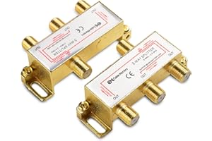 Cable Matters 2-Pack Bi-Directional 2.4 Ghz 3 Way Coaxial Cable Splitter for STB TV, Antenna and MoCA Network - All Port Powe