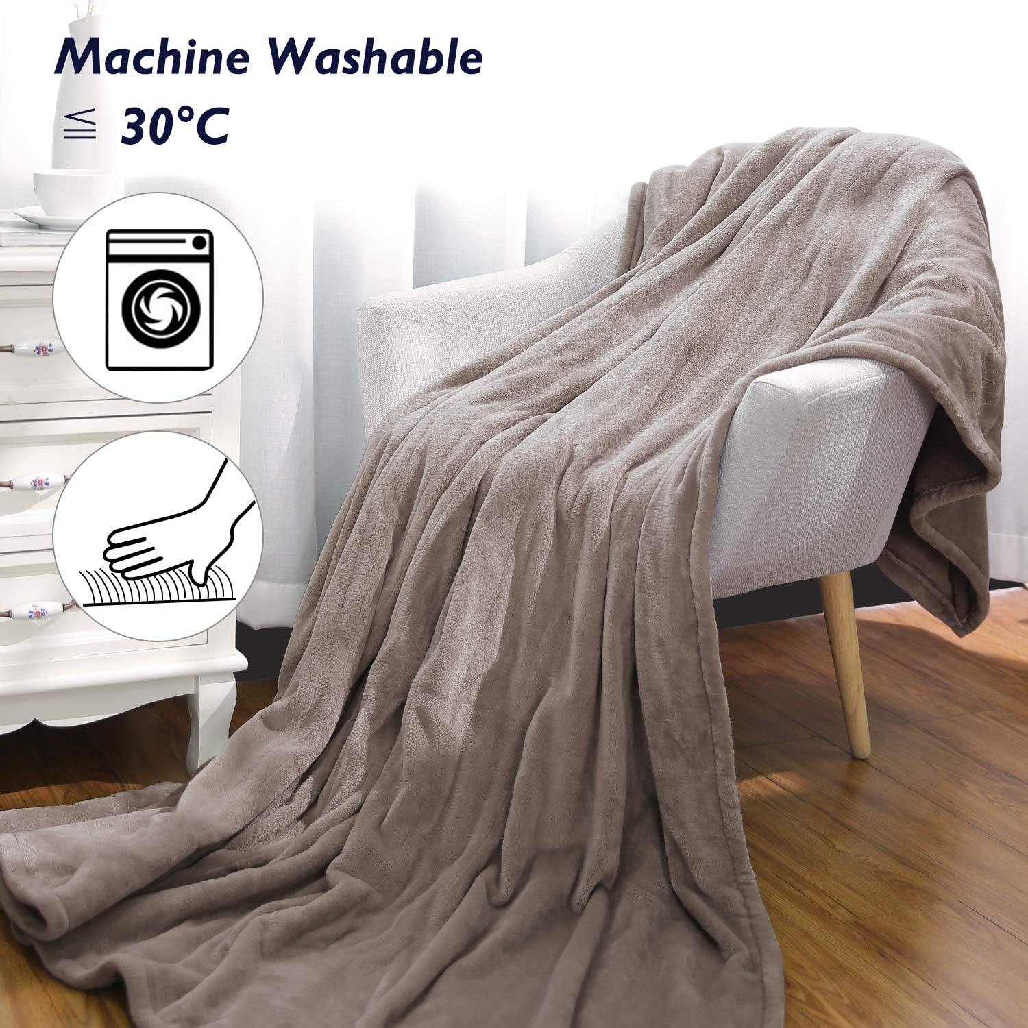 MaxKare Electric Blanket Heated Throw 72" x 84" Oversized Flannel Heated Blanket, ETL Certification Fast Heating with 3 Heating Levels & 8 Hours Auto Off, Machine Washable: Home & Kitchen